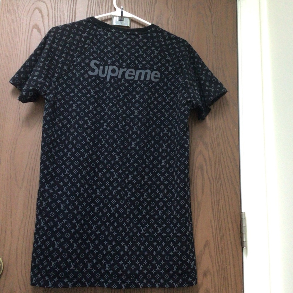 Louis Vuitton black logo women tunic top Supreme cotton, sz L - Picture 10 of 15